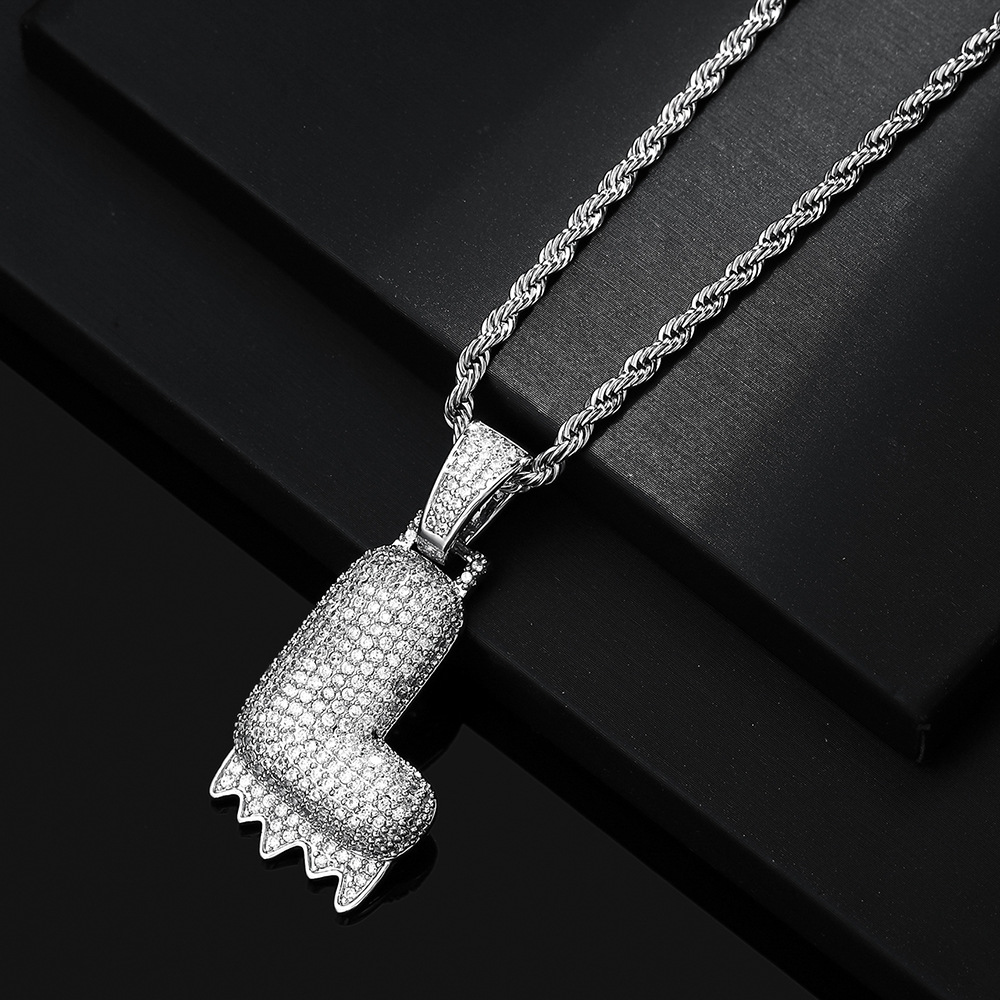 Cross-border hip hop burbuja colgante 26 letras nombre personalizado nicho accesorios de personalidad de zircon para hombres