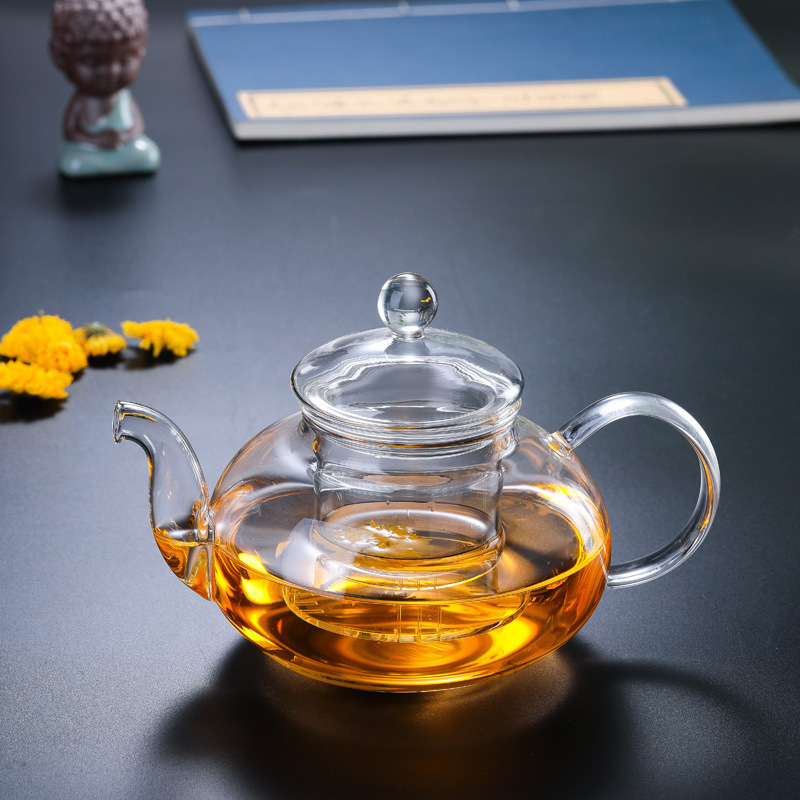 Tetera de Vidrio para Té de Flores de Vidrio de Borosilicato Alto Calentable Resistente a Altas Temperaturas