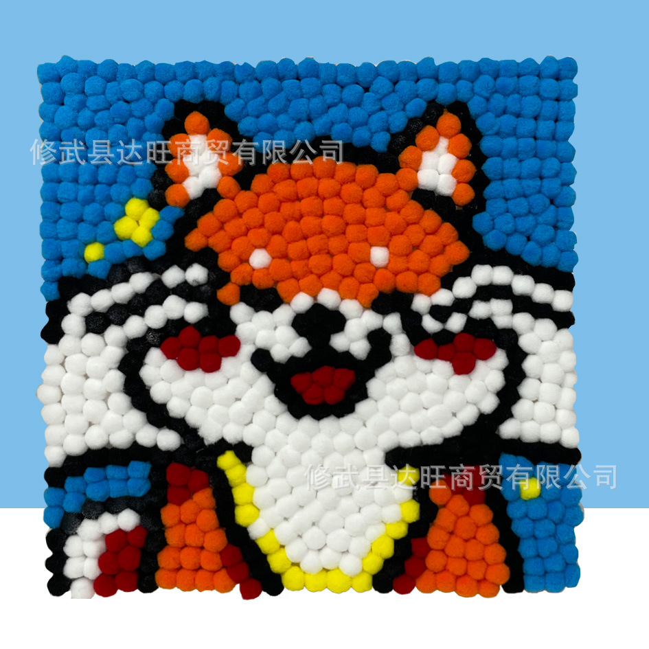 MQH20-062 / 20*20cm (wooden frame + canvas + hair ball + tweezers)