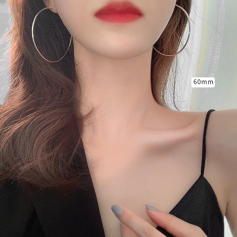 925 plata chapada 18K oro anillo anillo pendientes red femenina exagerada moda gran pendientes joyería de orejas G0083