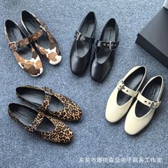 オリジナル外国貿易婦人靴快適な本革バックル装飾ソフトバレエフラットローファーカジュアルメリージェーンシューズ