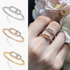 Meijia 高バージョン ダイヤモンド シングル ダイヤモンド スライド式中空リング 18K ローズゴールドメッキ リング V ゴールド クロスボーダー限定