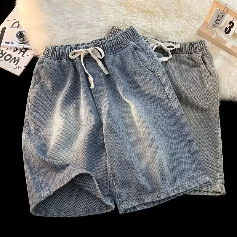 Джинсовая юбка, шорты, летние тонкие брюки, oversize, свободный крой, пояс на резинке
