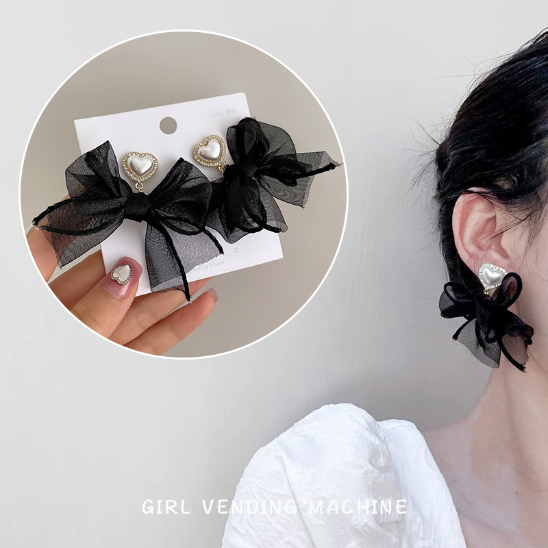 Retro Bow Chiffon Silk Yarn Ribbon Earrings Wholesale Nihaojewelry display picture 15