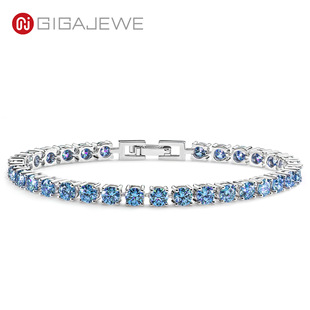 Gigajewe 7-12 carat 4 mm Mozang stone tennis bracelet silver round cutting engagement bracelet