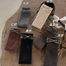 25新款女童针织堆堆袜儿童秋冬韩系公主蝴蝶结宝宝长棉袜小腿袜子