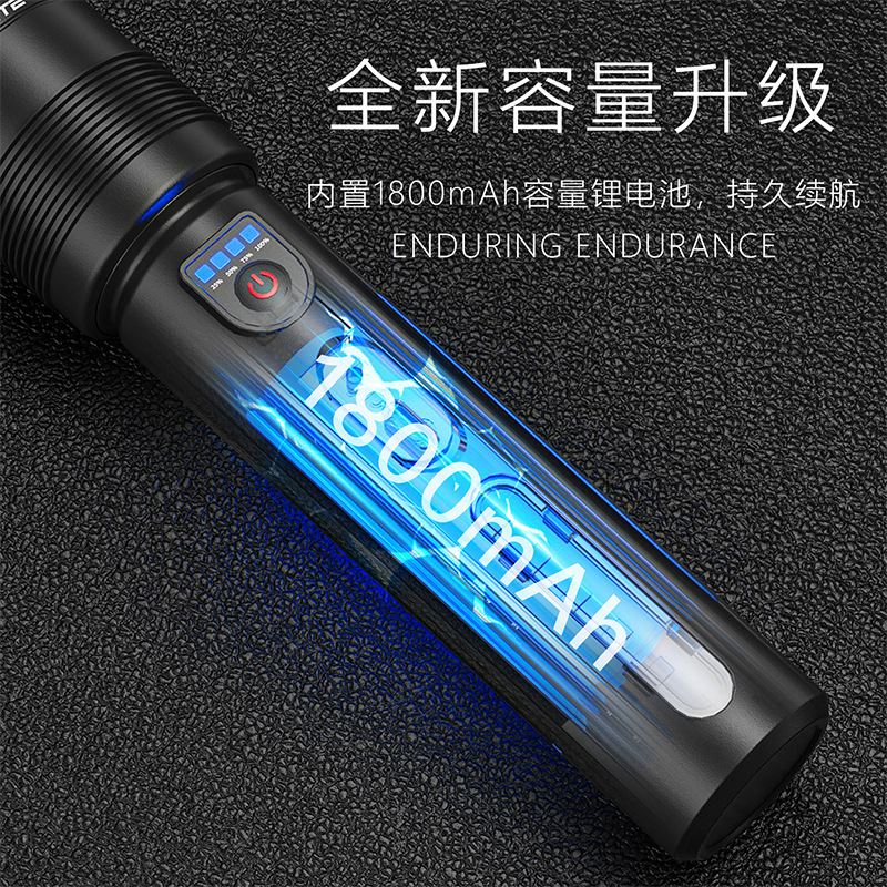 跨境新款手电白激光户外强光巡逻手电筒超长续航便携应急手电筒|undefined