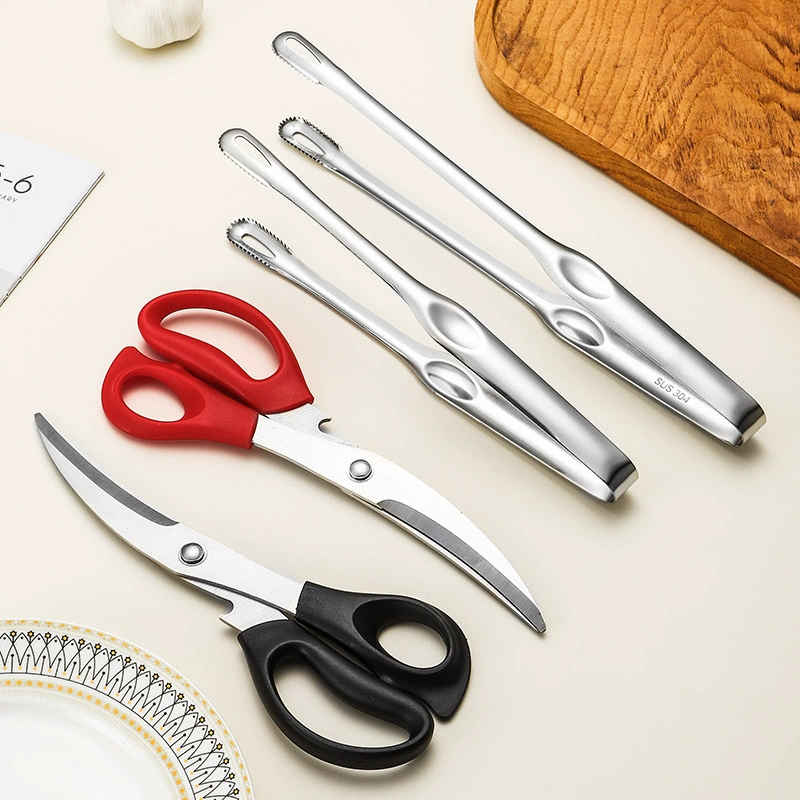 Оптовые щипцы для барбекю из нержавеющей стали 304, кухонные принадлежности для отелей, щипцы для стейков, буфета, еды и хлеба