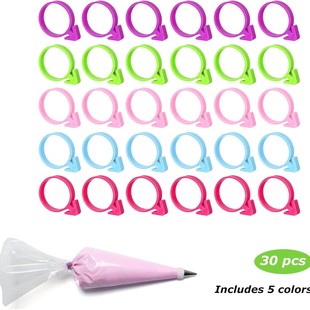 30 Pieces of Silicone Fixing Rings, Piping Bag Tie Sealing Rings, Silicone Ribs, Special Buckles for Cream Piping Bags
