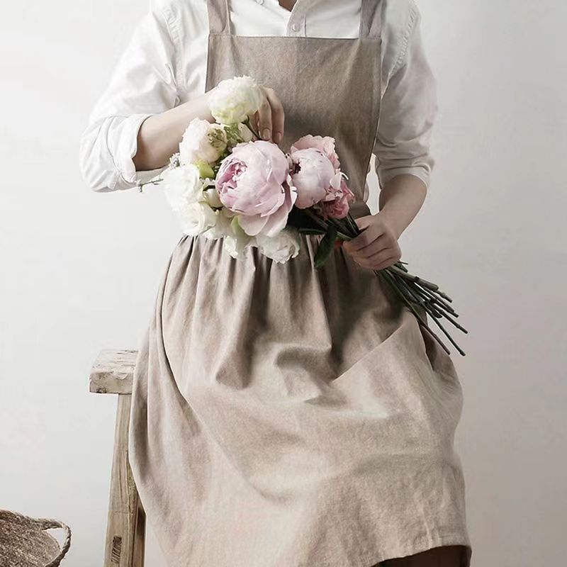 Artistic Pure Cotton Academy Apron for Women, New Style Art Smock for Gardening, Cooking, Home Use, Japanese Style Work Uniform Apron Artistic Pure Cotton Academy Apron for Women, New Style Art Smock for Gardening, Cooking, Home Use, Japanese Style Work Uniform Apron