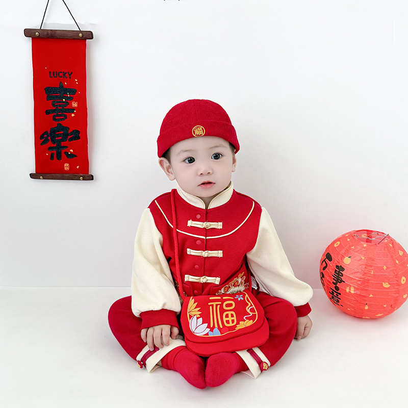 Bolsas de Año Nuevo de estilo nacional para niños y niñas, bolsas de cambio de bebé rojas lindas, bolsas de cambio de bebé 2025 nuevas bolsas de niños Fu