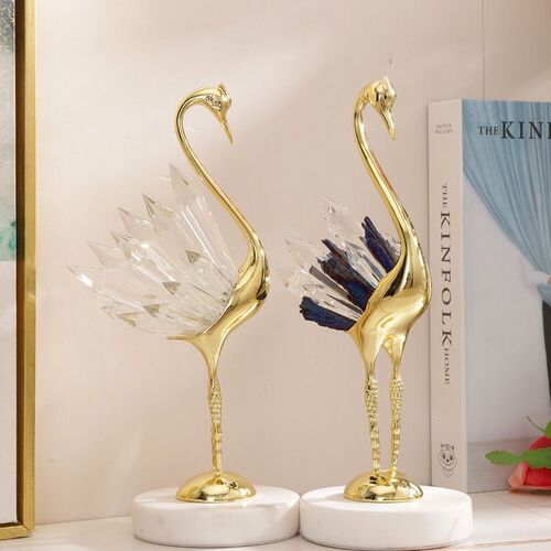 Swan Creative Shelf Decor for Couples, Home Living Room, Light Luxury Desk Accessory, Crystal High-End Bedroom Entrance Modern Wine