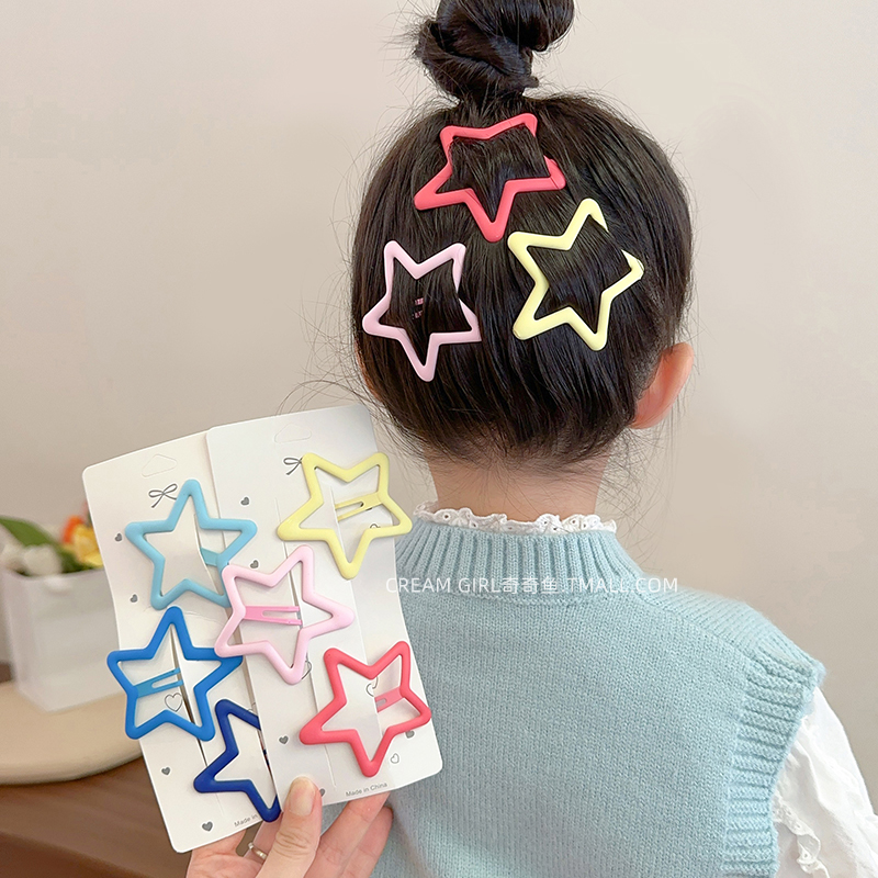 Caramelo de color estrella para niños pinzas de cabello chapa niñas lindas pinzas de cabello chapa niñas lindas caballo pequeño