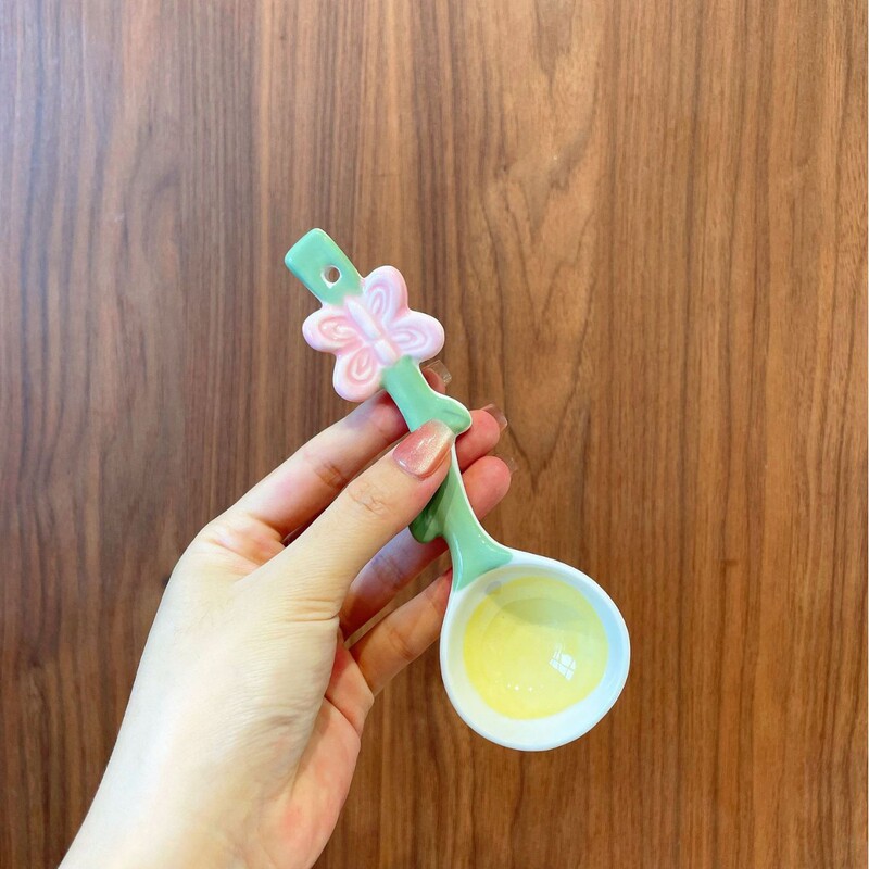 Ins风少女心かわいいセラミックスプーン家庭用赤ちゃんお食事スプーン高颜値デザートスプーンヨーグルトオート麦スプーン|undefined