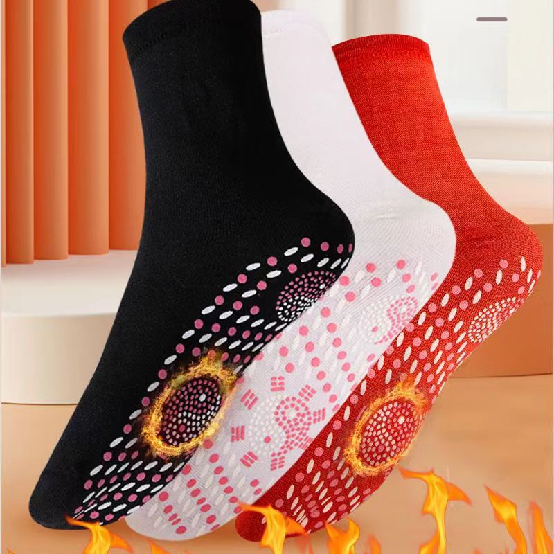 Calcetines de masaje para media pantorrilla de invierno, cómodos, elásticos, transpirables, autocalentables, cálidos, disponibles en paquetes de tres o cinco pares, suministro para exportación.