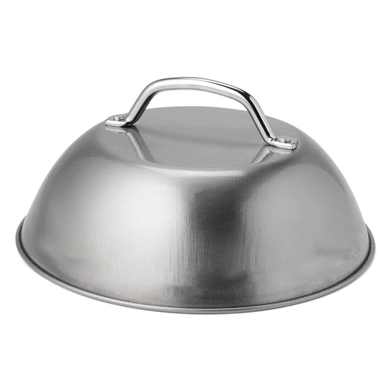 Круглая крышка для барбекю из нержавеющей стали 9inch с арочной формой, утолщенная крышка для стейков, шлифованная крышка для посуды, крышка для барбекю на открытом воздухе, 30 см.