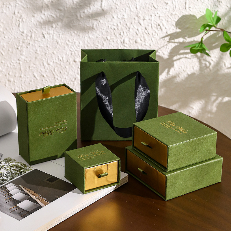 Green gold drawer box 9*9*3