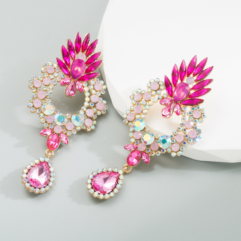 Fashion Water Droplets Alloy Plating Rhinestones Womenu0027S Drop Earrings 1 Pair
