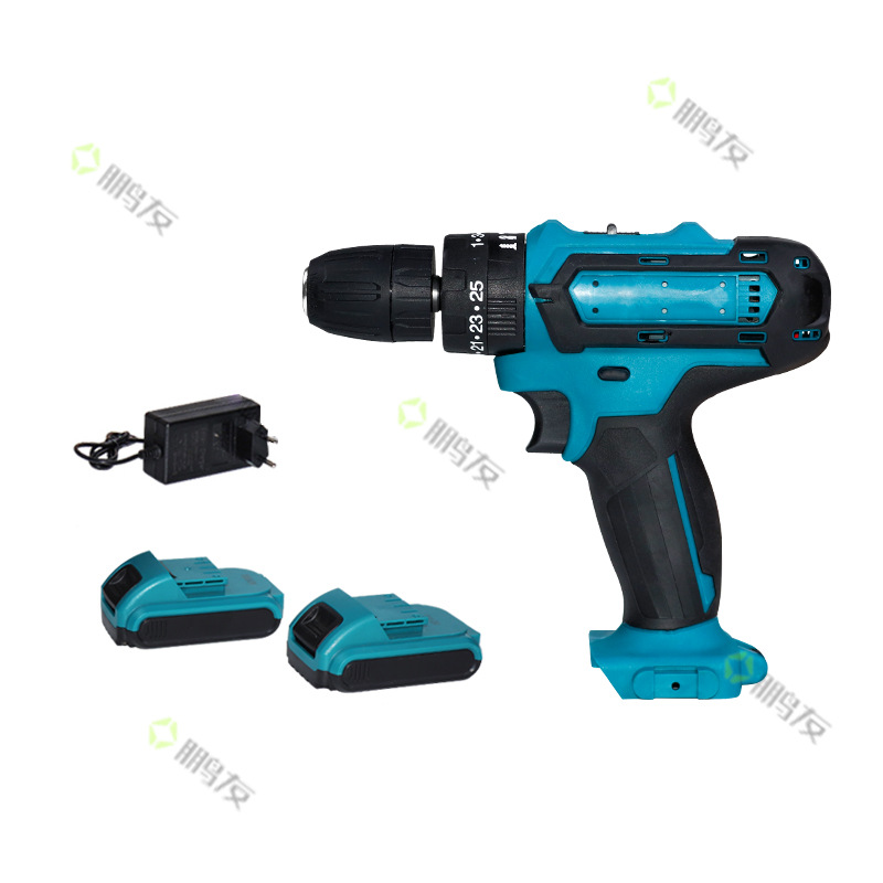 Taladro de mano de impacto eléctrico transfronterizo, destornillador, taladro de litio, taladro de carga de batería de litio de doble velocidad multifuncional