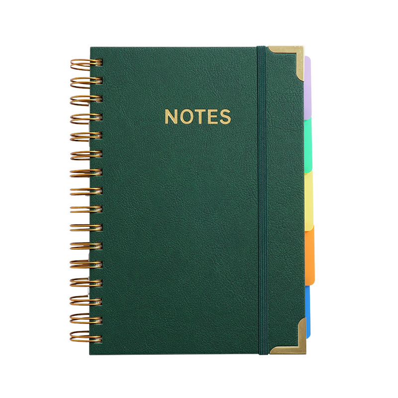 Transfronterizo PU cuero cuaderno A5 bobina con partición de página de oficina de negocios bobina espiral image 5