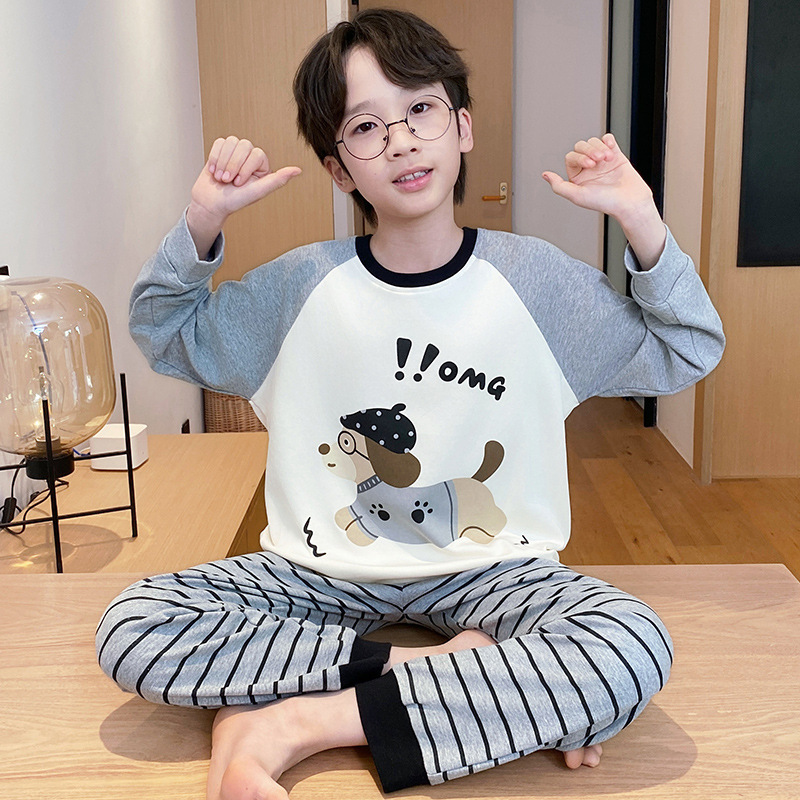 Pure Cotton Pajamas Parent-Child Adult Children Boys Big Children 8 Years Old 12 Long Sleeve Spring and Autumn Pure Cotton Boys Autumn Home Pure Cotton Pajamas Parent-Child Adult Children Boys Big Children 8 Years Old 12 Long Sleeve Spring and Autumn Pure Cotton Boys Autumn Home