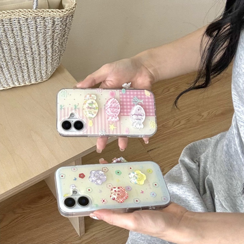 Flores tridimensionales de niña pequeña y fresca para Apple 16ProMax funda para teléfono móvil 15Pro empalme 14/13 cadena 15