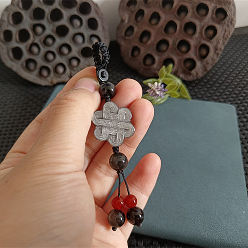 실버 흑요석 중국 매듭 키 체인 스타일 하나