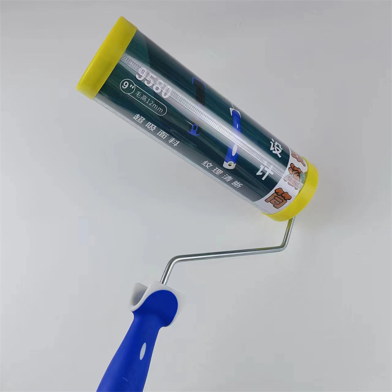 Rodillo de pintura de látex de pelo medio, acabado mate, textura de piel de naranja, rodillo de pintura tipo cáscara de huevo, rodillo de 9 pulgadas con cabezal de brocha de puntos verdes y blancos