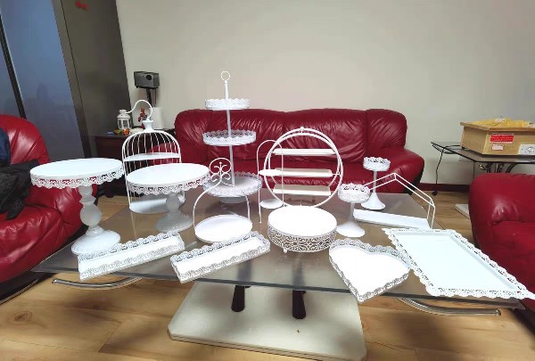 Estilo europeo blanco postre Mesa decoración pastel de boda bandeja soporte de exhibición té de la tarde Merienda stand comida fría té mesa de descanso image 23