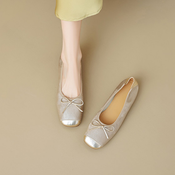 Shallow Mouth Milk Shoes French Shoes Women's 2025 New Women's Shoes Flat Egg Roll Shoes Four Seasons Soft Sole Shoes