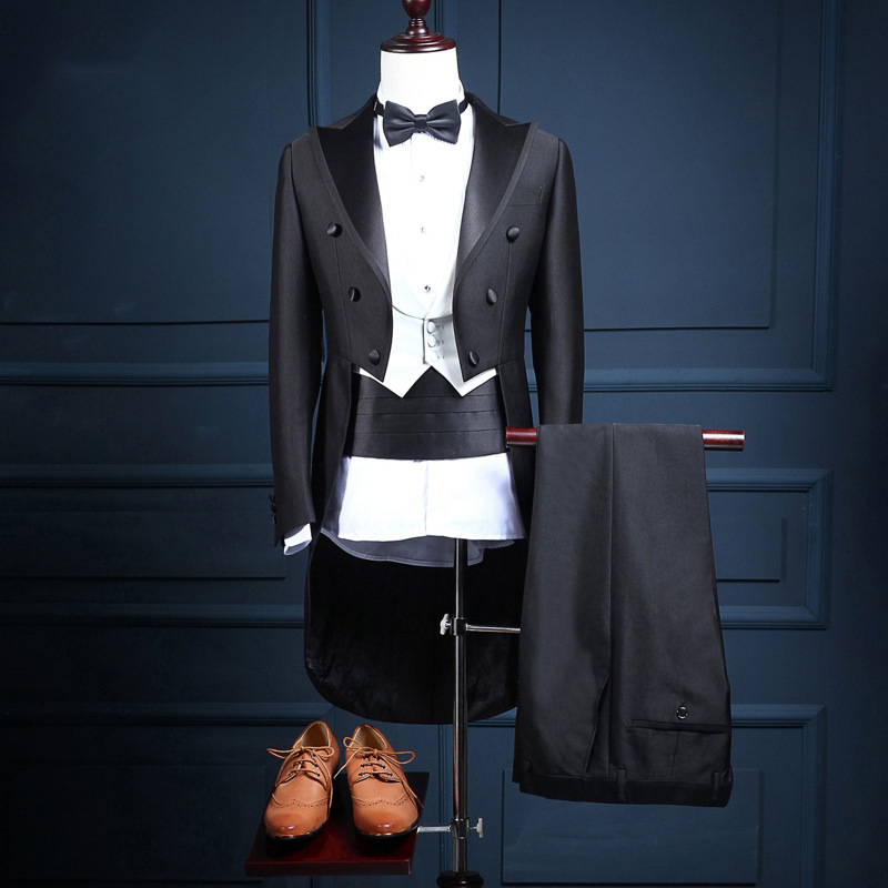 Tuxedo Chorus Korean-style Slim-fit Male Groom's Small Suit Wedding Host Dress Stage Adult Performance Suit