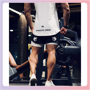 ✅ ✅ American Fitness Sports Vest Men's Casual Outdoor Basketball Trendy Brand Loose Cotton Vest Student Arc Hem