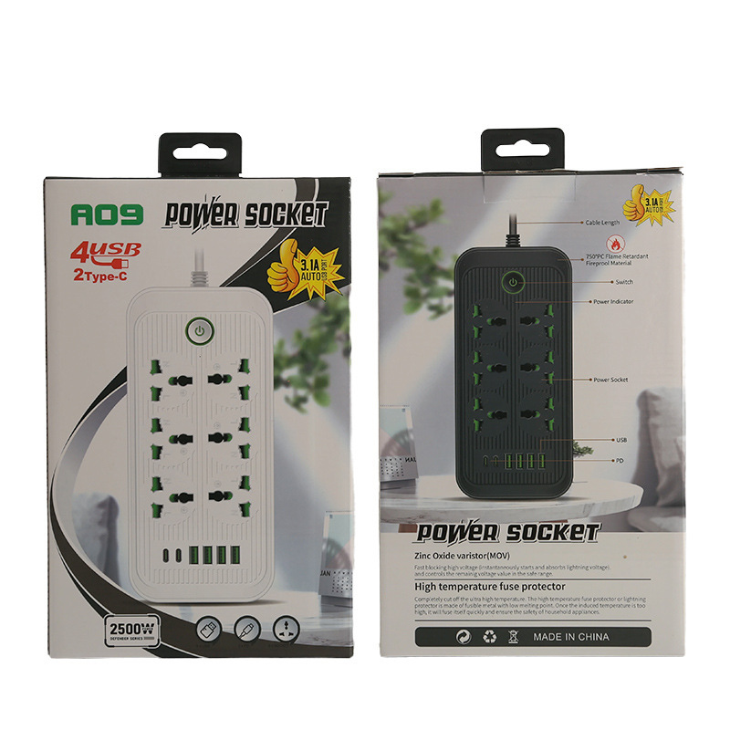 Salida 4 conector USB con 2 interfaz tipo-c estándar británico estándar europeo estándar americano con puerta de seguridad cable de cinturón protector para niños