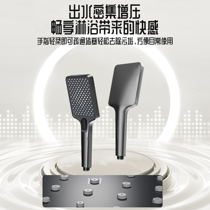 Juego de ducha de ducha, luz ambiental para el hogar, pantalla digital fría y caliente, pistola de baño de hotel sobrealimentada, juego de ducha de botón gris