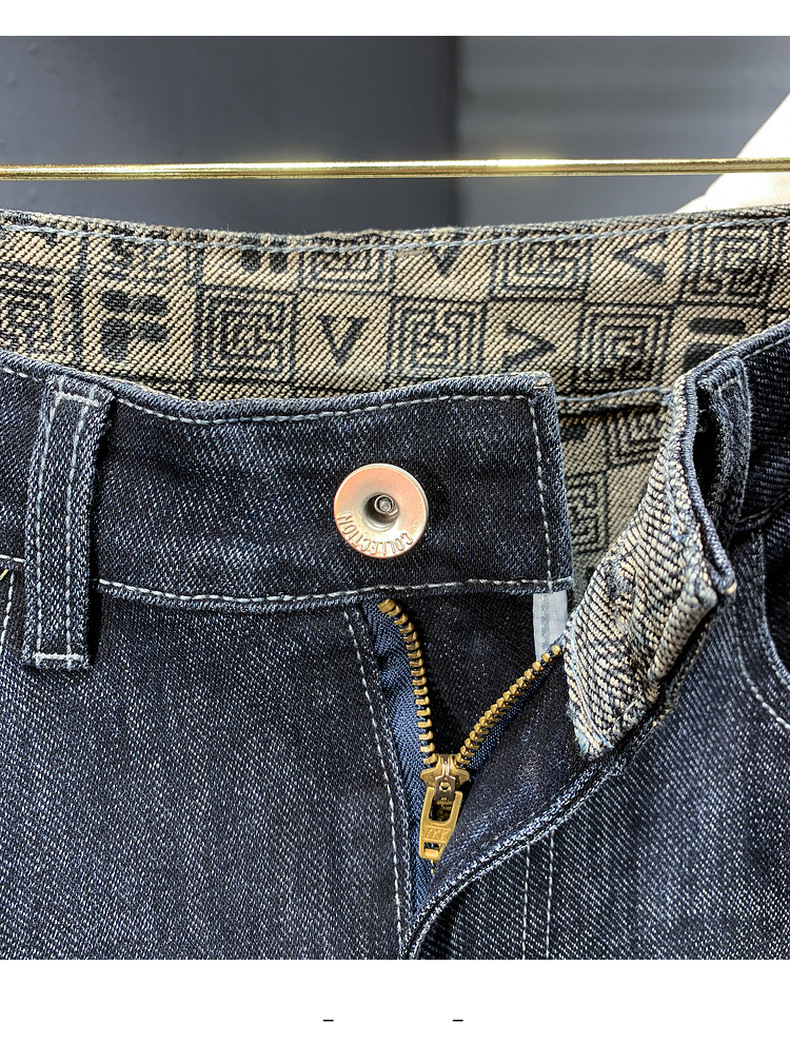 Men's Blue Straight Leg Jeans Comfortable Minimalist Fashion_voghion.com