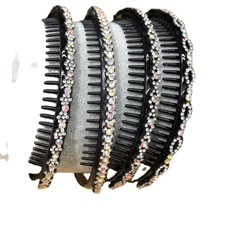 A1032 punto diamante agarrar cadena diez mil dientes cabeza hebilla diadema hembra cara lavado horquilla Internet celebridad lindo pelo presionando diadema borde ancho