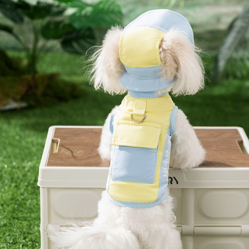 Primavera y verano, enfriamiento al aire libre para perros, malla de alta costura, ropa fresca, chaleco para perros pequeños, ropa para mascotas para gatos