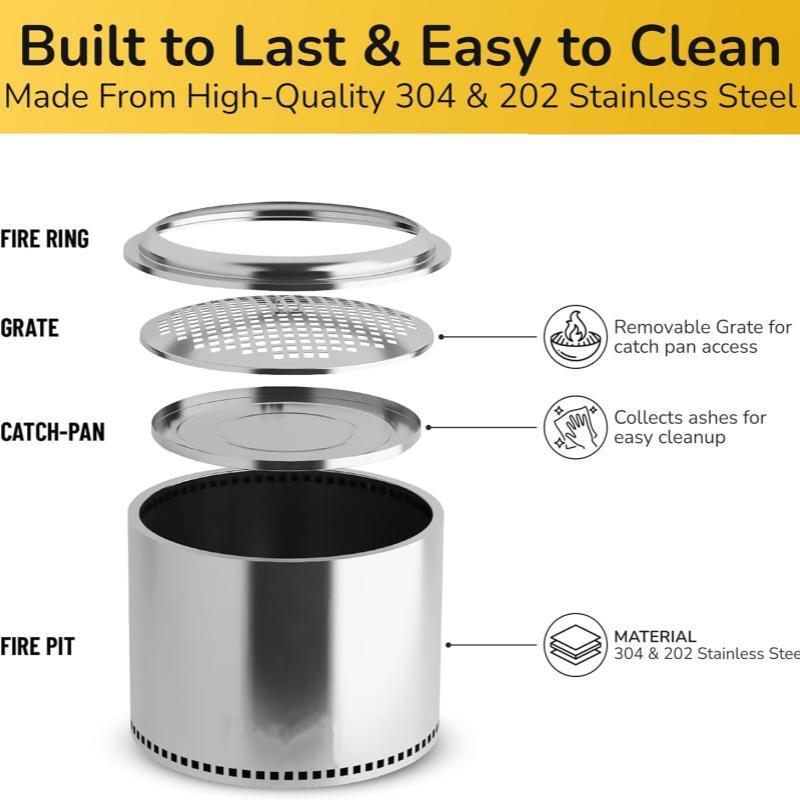 Estufa de leña mediana para camping exterior acero inoxidable estufa sin humo calentador de patio personalizado