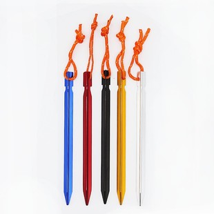 Outdoor Camping Tent Ground Stakes 18cm Triangular Ground Stakes Outdoor Tent Accessories with Rope Reinforced Ground Stakes