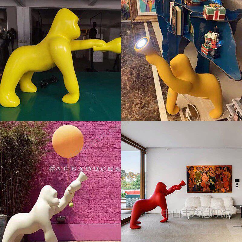Italian Cartoon Kingkong Gorilla Floor Lamp Animal Lighting Art Table Lamp Living Room Sculpture Large Ornament