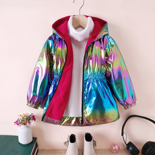 EW外贸童装 中小童新品女童秋冬款幻彩加绒连帽拉链外套WT572-D