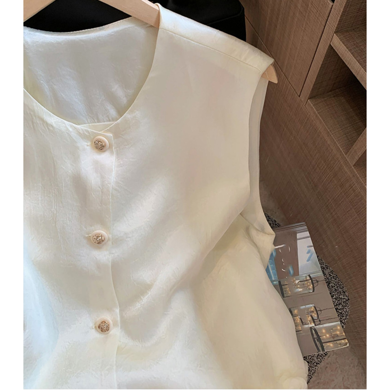 Áo vest nữ không tay viền hoa nổi, kiểu dáng giảm béo mùa hè phong cách Hàn Quốc — Màu sắc hình ảnh chính chi tiết 5