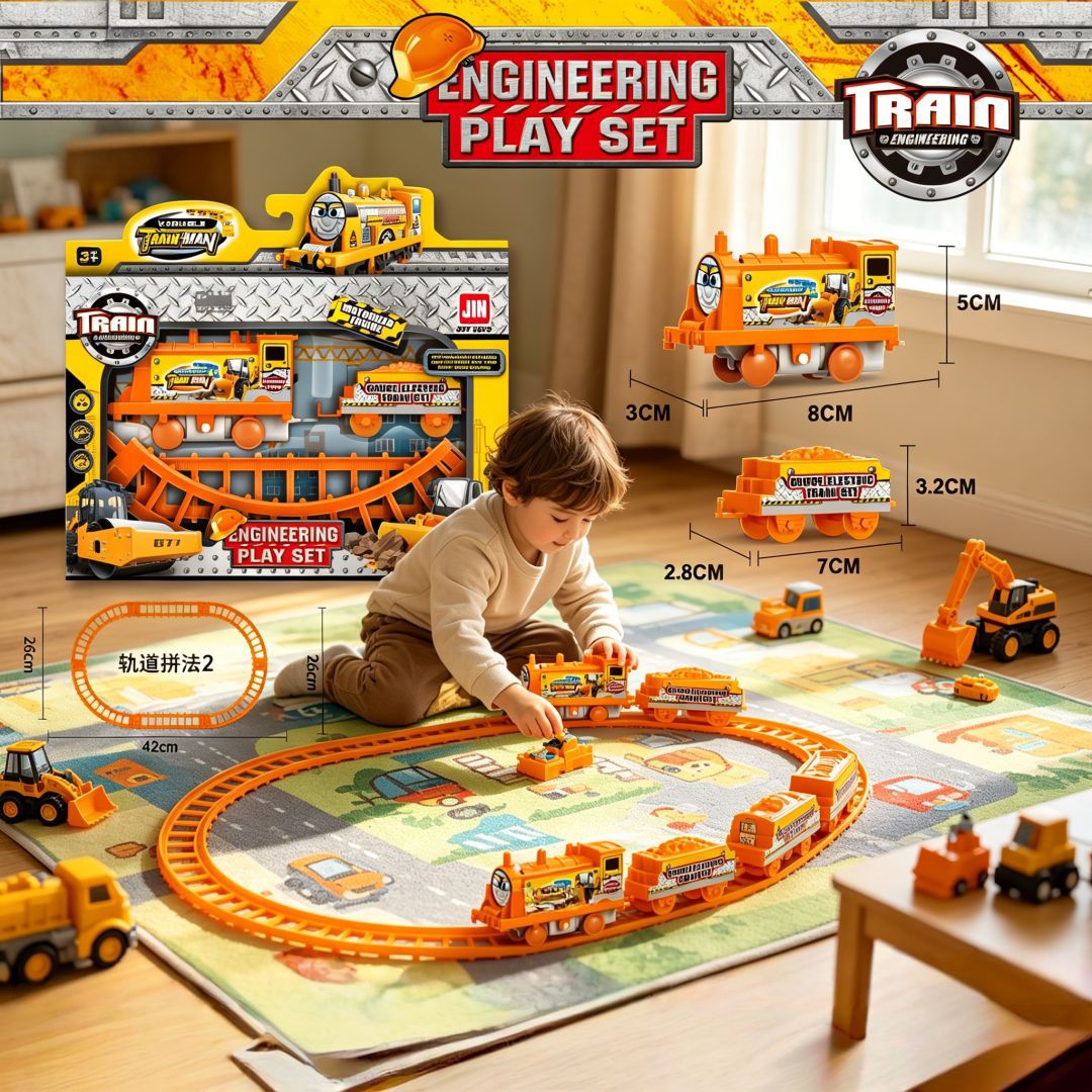 Juguete de Tren de Construcción en Pista para Niños de Plástico Eléctrico, Ensamblaje DIY para Niños image 1