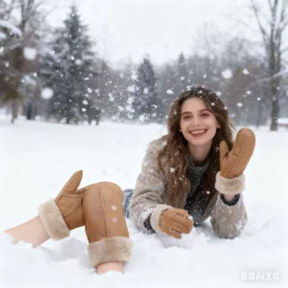 手套冬季女羊皮皮毛一体手闷手套工厂批发现货防寒保暖保护您的手