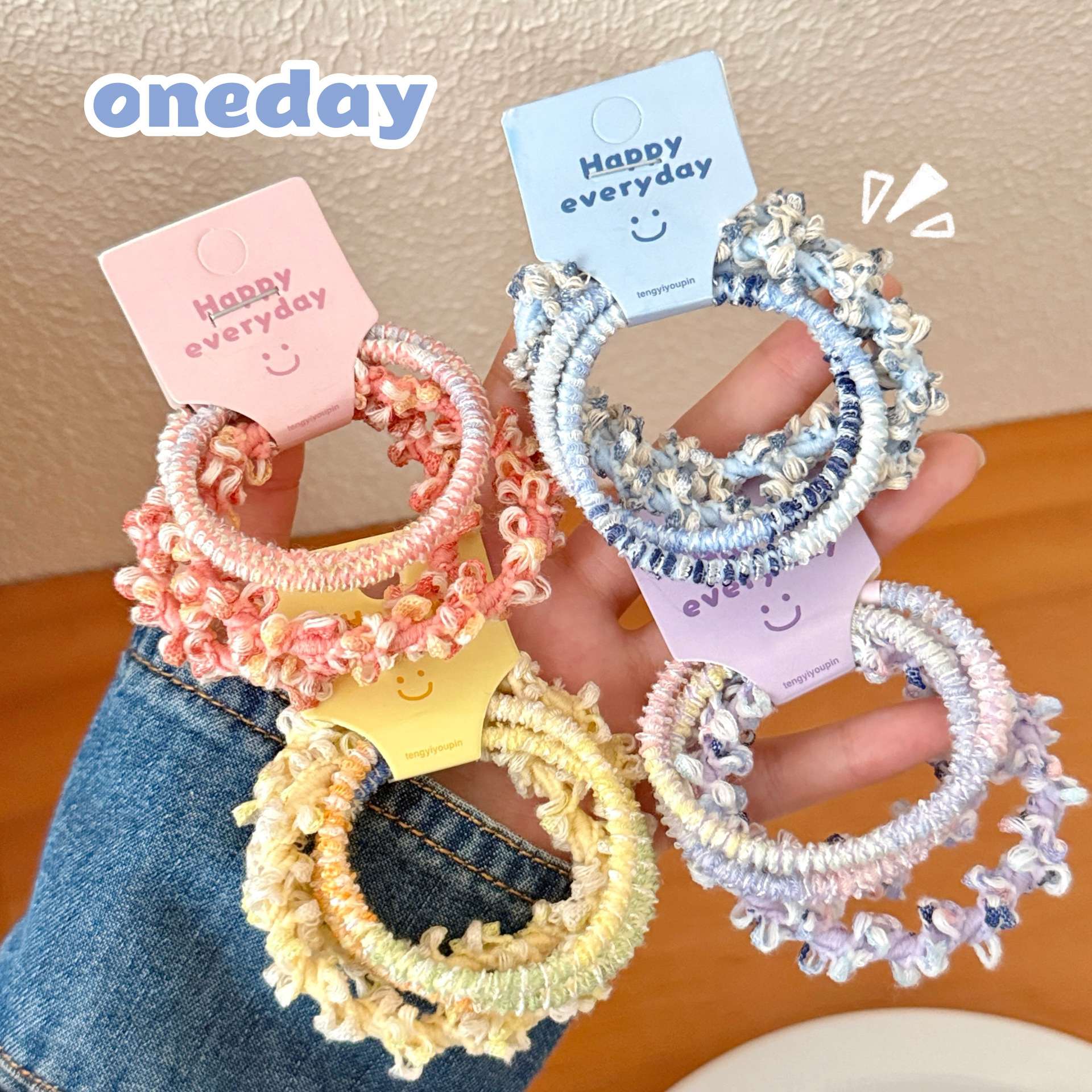 糖果色毛绒发圈头绳少女心百搭气质橡皮筋高弹力耐用发绳发饰批发