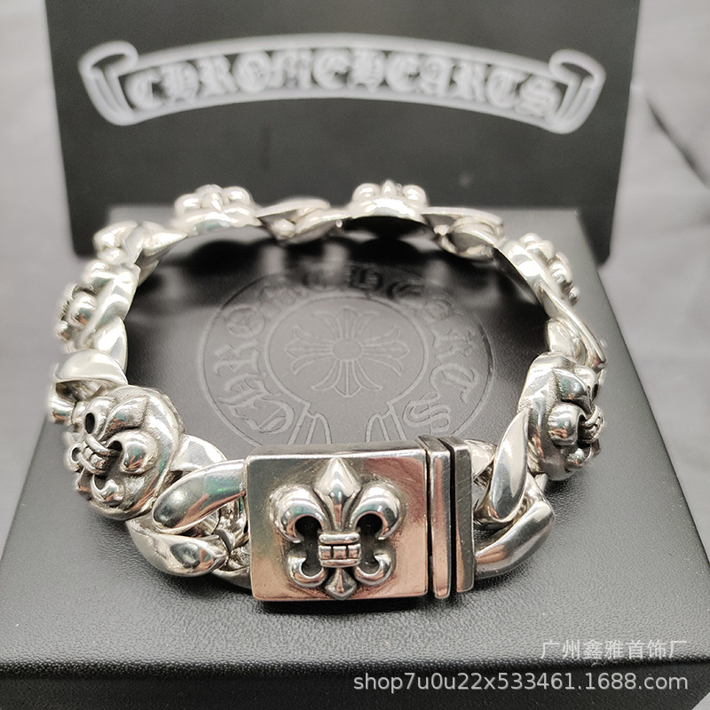 Chkeluo nueva pulsera espada ancla cruz flor gruesa pulsera europea y americana retro S925 estándar hombres pulsera