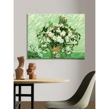 数字油画diy客厅欧式大幅花卉手工手绘画梵高名画白玫瑰
