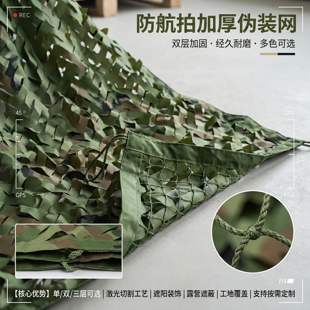 Anti-Drone Camouflage Net for Outdoor Use, Thickened and Encrypted Sunshade Net, Green Camouflage Net
