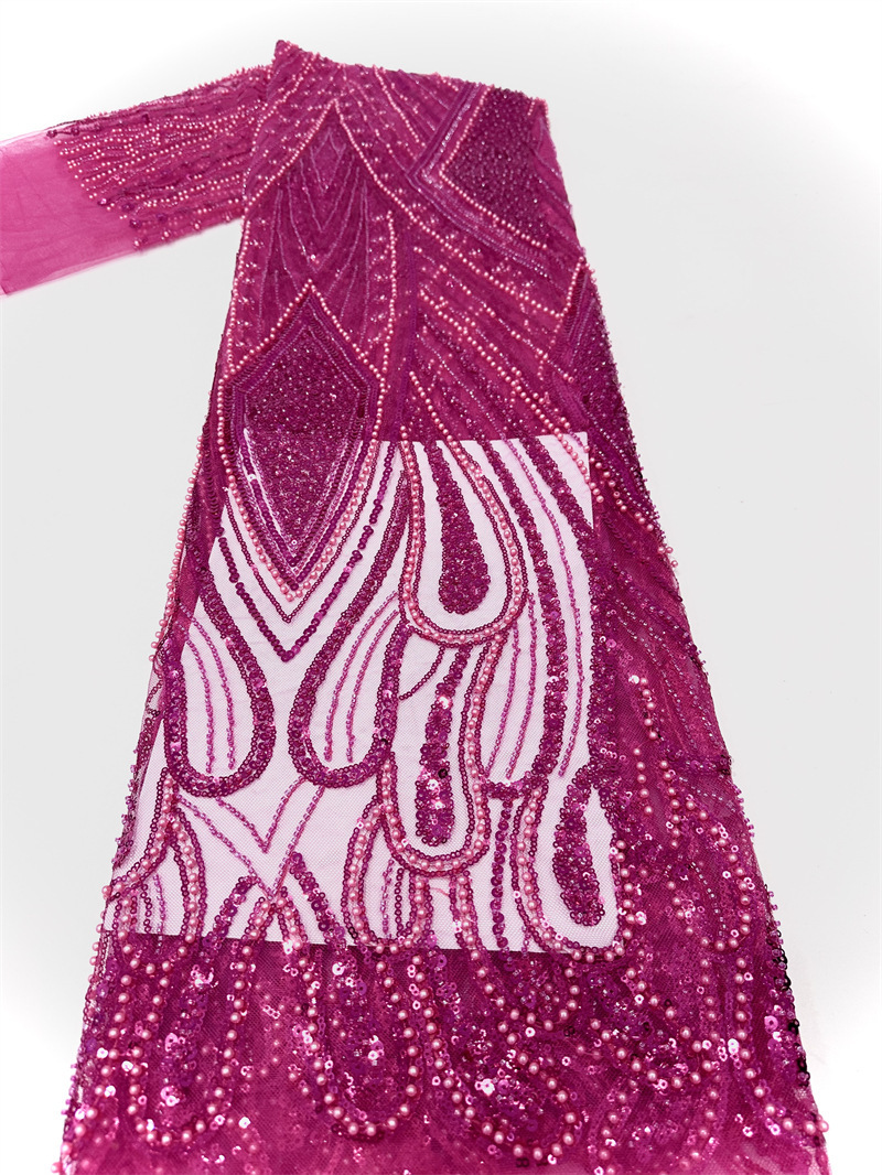 Gorgeoso hilo de malla sequinilla tubo de perlas bordado tela vestido de boda moda falda de moda tela comercio exterior spot transfronterizo