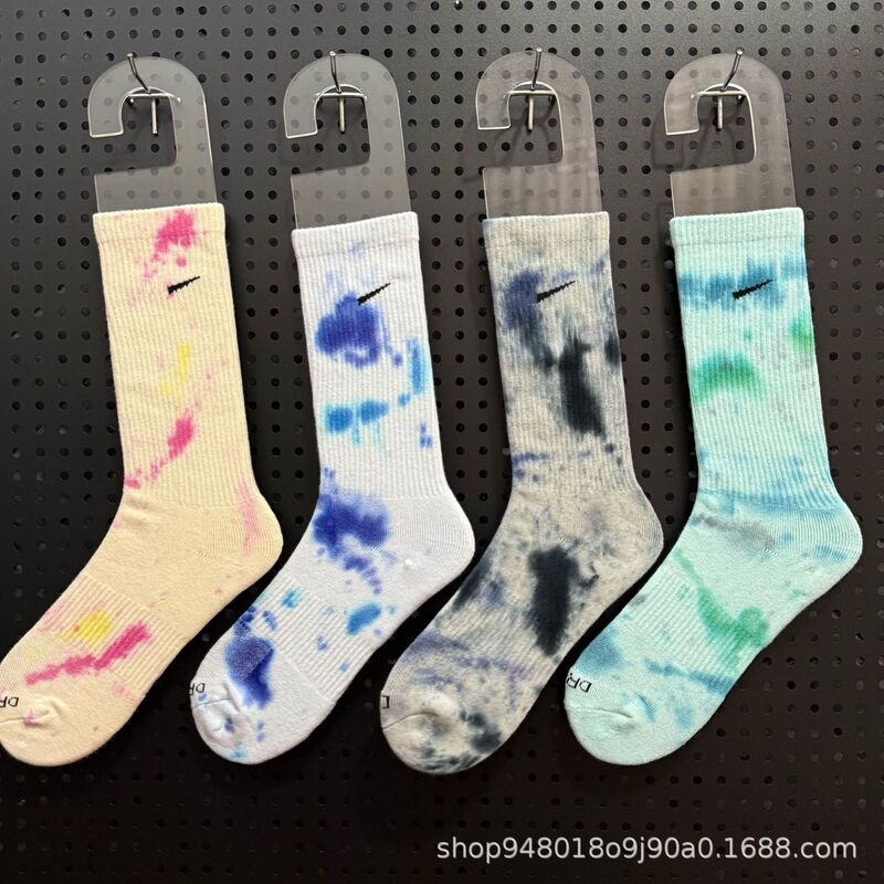 Suwan Nexst Tie-Dye Pure Cotton Towel Socks Long Tube Cycling Running Trendy Skiing Personalized Sports Socks Wholesale